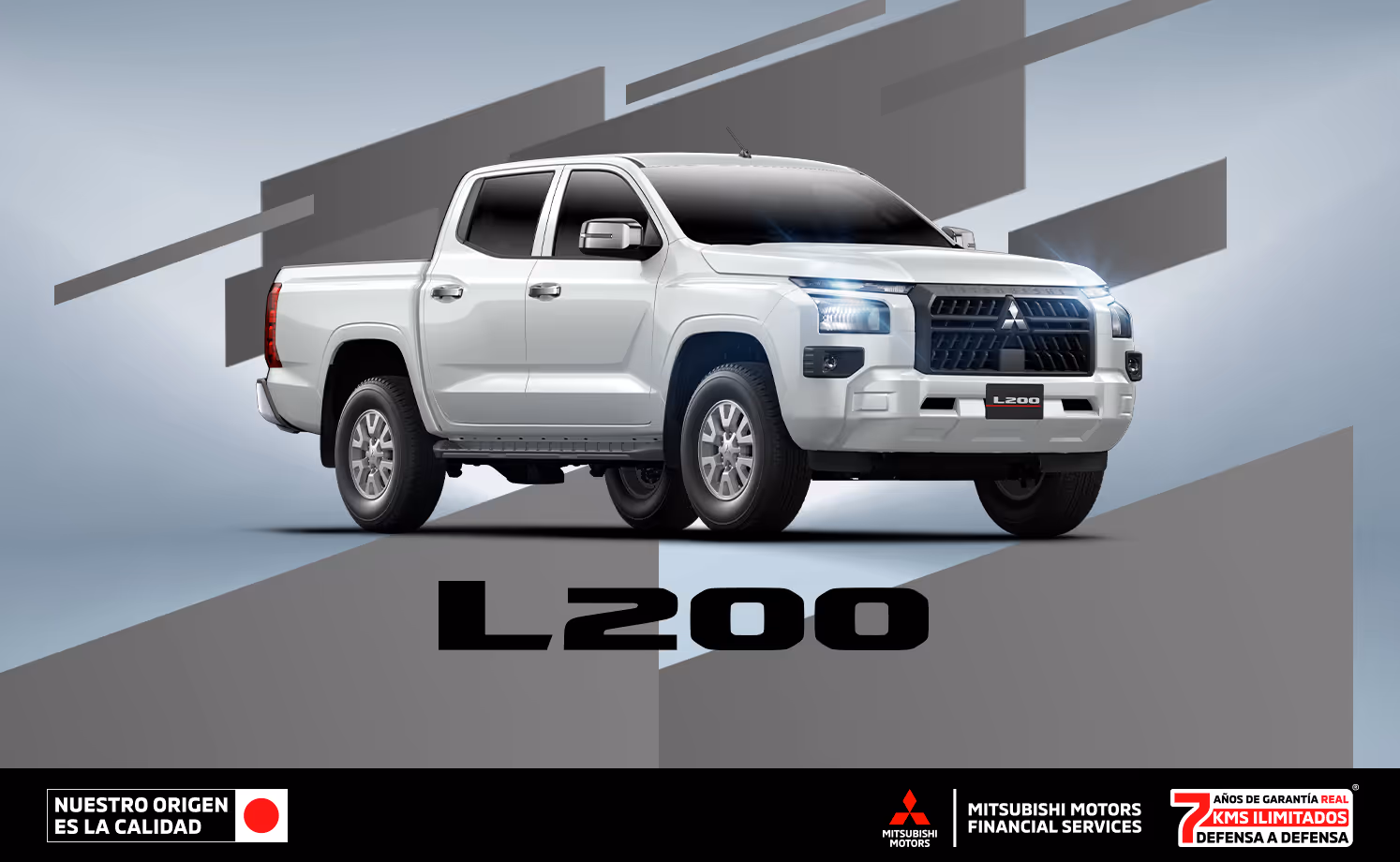 Estrena una Mitsubishi L200 GLX TM 4X4 DSL 2026 con tasa desde 7.9%(1) o 1 año de seguro gratis(2) + 0% Comisión por apertura (3) solo con Mitsubishi Motors Financial Services.