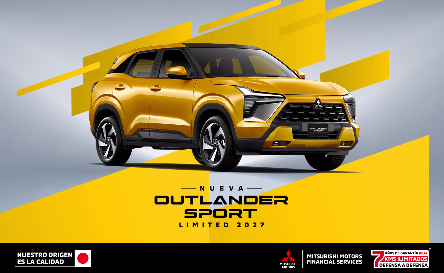 Estrena una Mitsubishi Outlander Sport 2027 con tasa desde 9.9%(1) o 1 año de Seguro Gratis(2) solo con Mitsubishi Motors Financial Services.